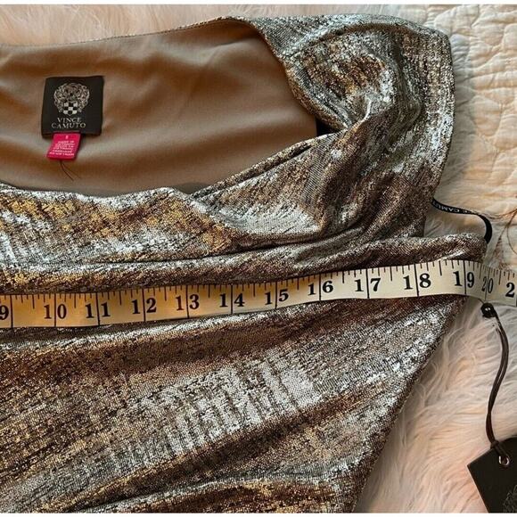 NEW! Vince Camuto Silver Metallic Knit Cowl Neck Sheath Dress Size 8- MSRP $138 - Picture 8 of 9